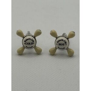 Kenneth Cole Hot & Cold Faucet White and Black Enameled Cufflinks Business Wear